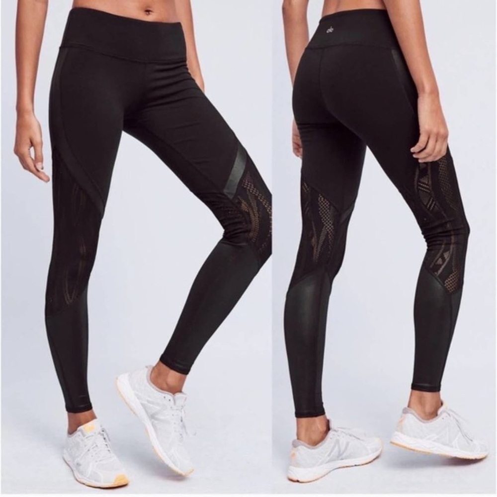 Alo Yoga Vitality Mesh Lace Cut Out XS Black